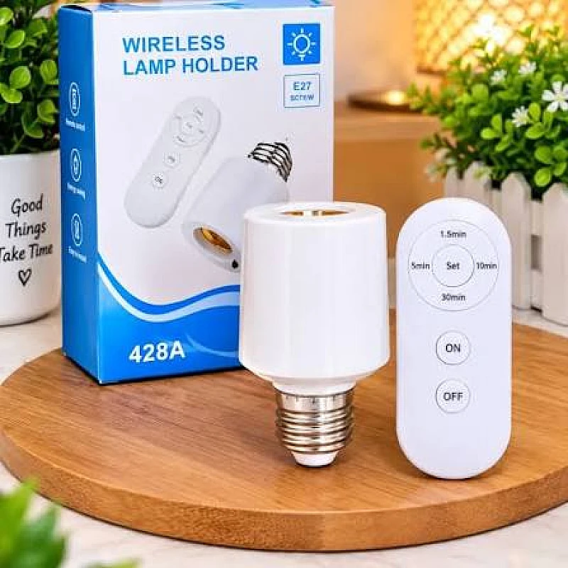 E27 Wireless Lamp Holder with Remote Control 428A Smart Wireless Timer Switch for Bulb