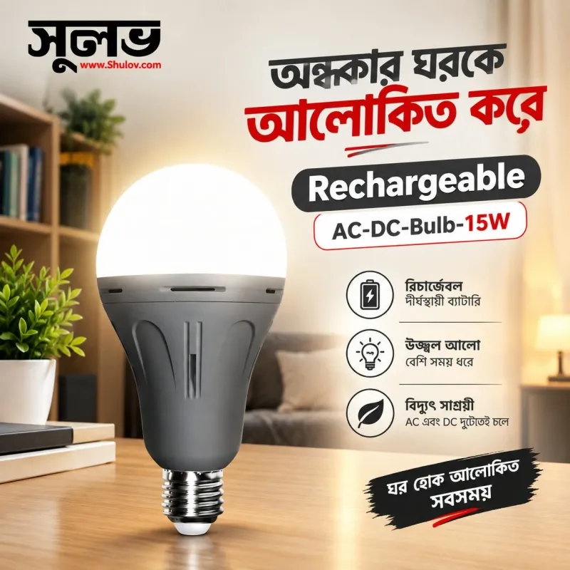 1 Pcs - Rechargeable 15W AC-DC LED Bulb