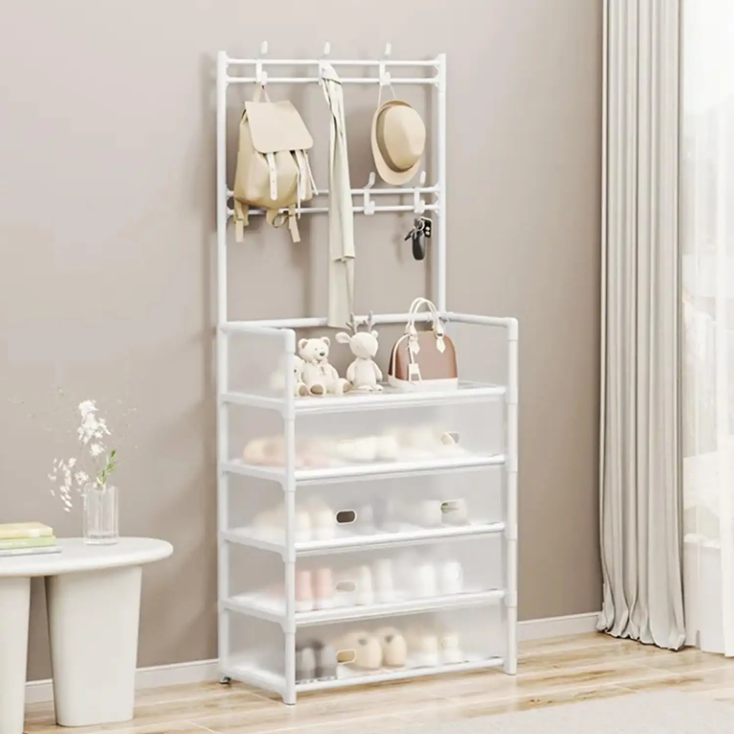 Dustproof 5-Layer Shoe & Coat Rack Organizer